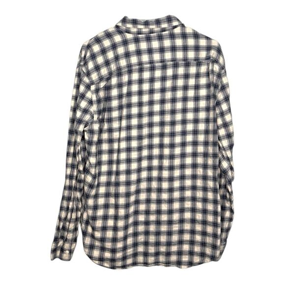 American Eagle Flannel Shirt Mens Blue Cream Button Up Long Sleeve Soft Large - Picture 2 of 4
